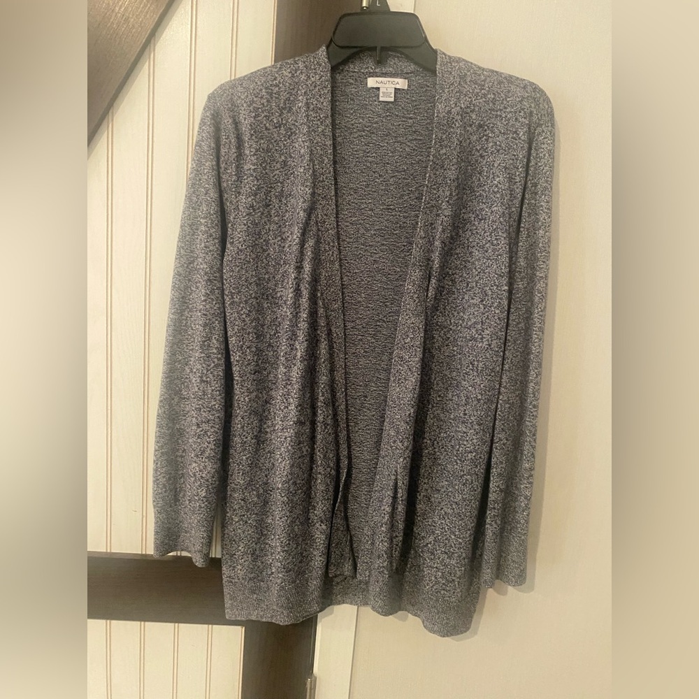 Nautica Wool Blend Cardigan Light Sweater Bluish Gray In Color Size Large